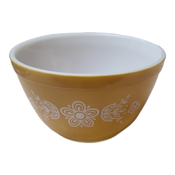 Vintage Pyrex Butterfly Gold 1 1/2 Pint Small Nesting Mixing Bowl 401 1970s - Picture 2 of 9